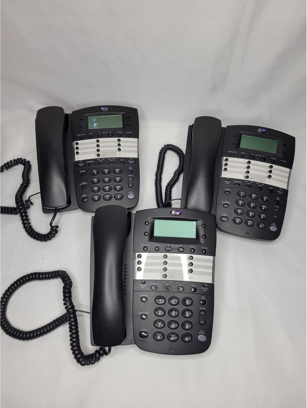 Lot of 3 AT&T 2-Line Speakerphone Caller ID Telephone Model 972
